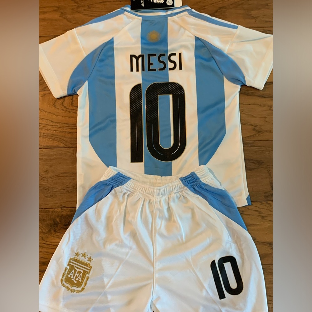 Argentina Messi Jersey Age 5-6 XS Size 22 Kids Soccer Jersey Kit Boys Outfit